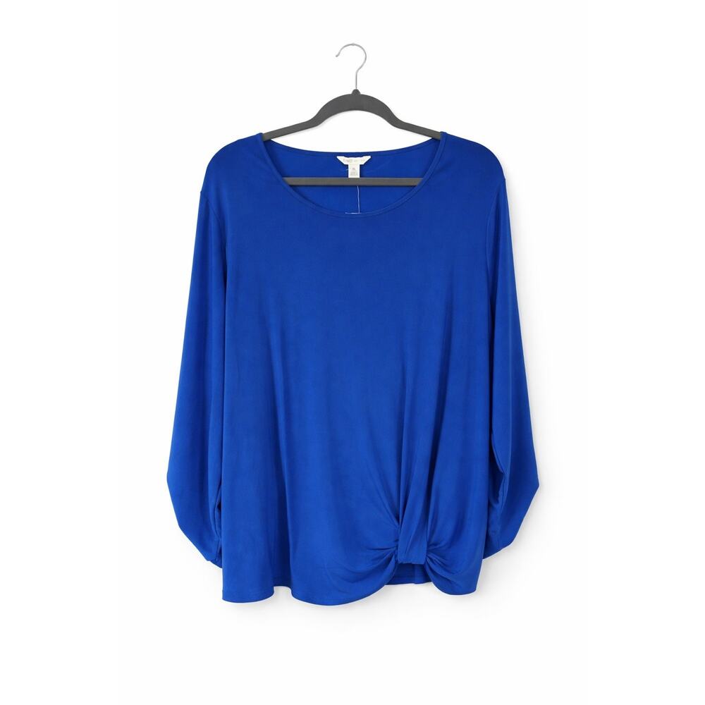 Cato Pullover Top With Roll-up Sleeves Spandex Stretch Royal Blue Women’s XL
